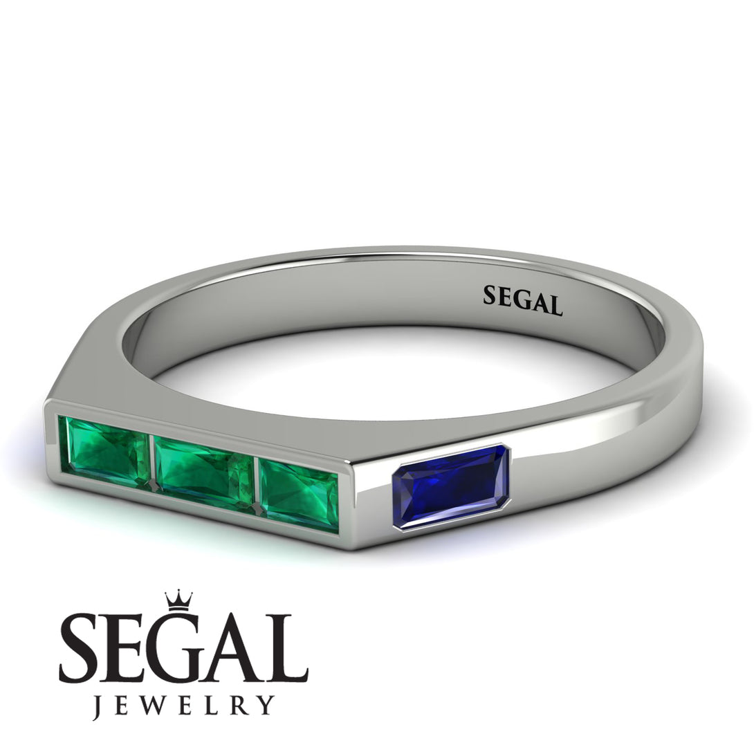 Emerald Cut Thin Emerald Signature Ring - Sara No. 66