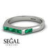 Emerald Cut Thin Emerald Signature Ring - Sara No. 21