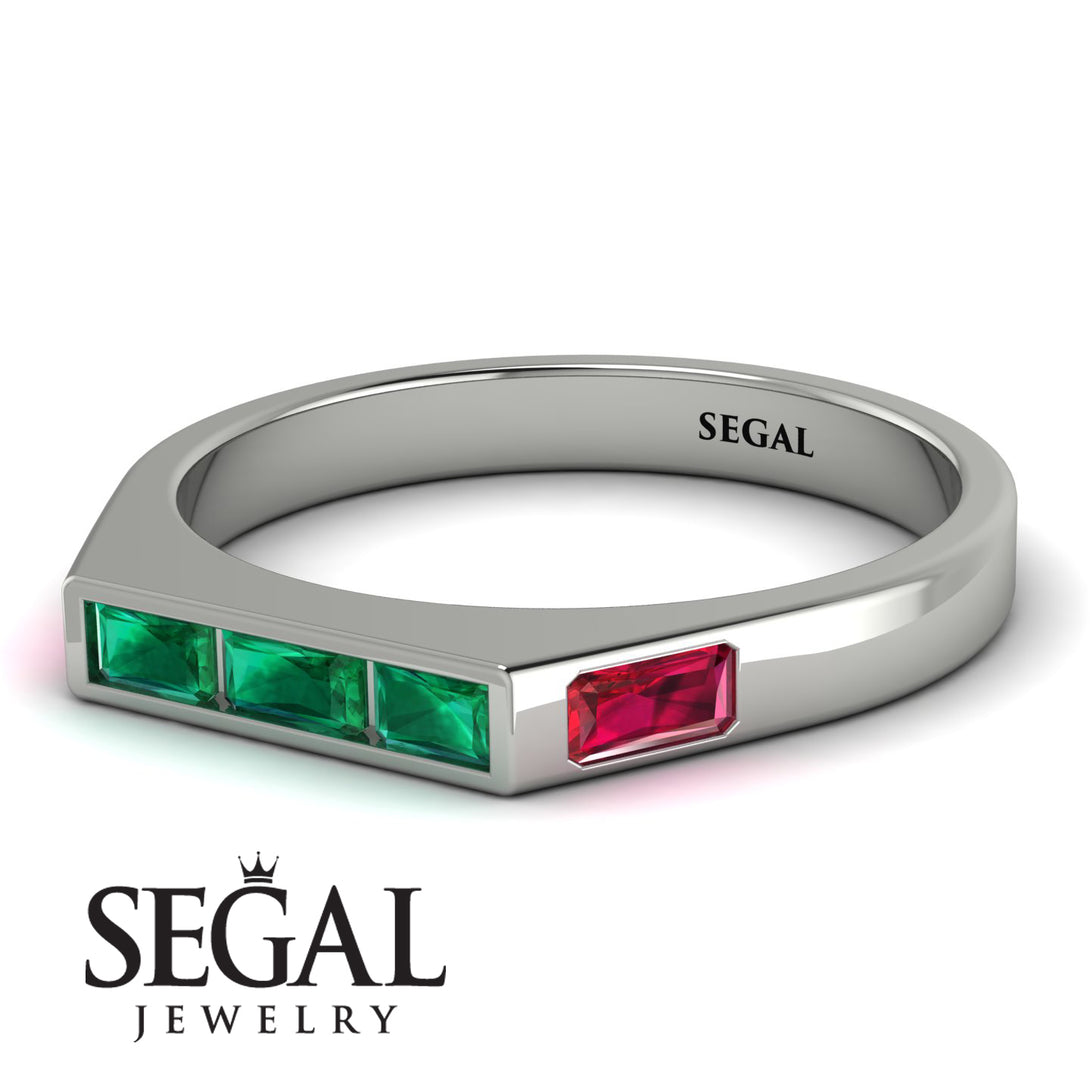 Emerald Cut Thin Emerald Signature Ring - Sara No. 51