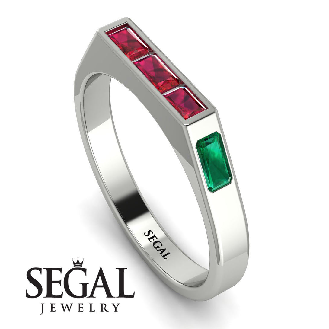 Emerald Cut Thin Ruby Signature Ring - Sara No. 27