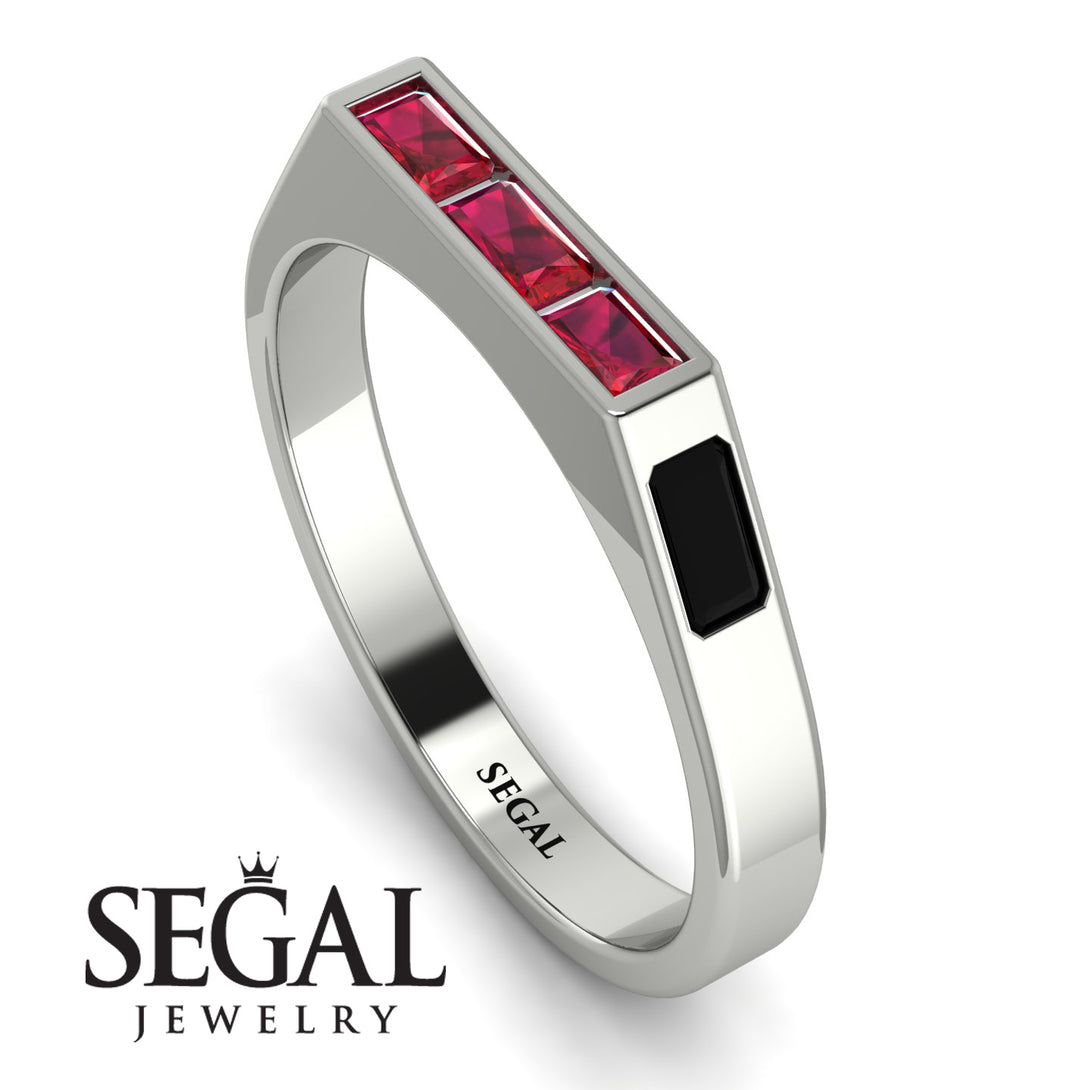 Emerald Cut Thin Ruby Signature Ring - Sara No. 42