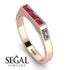 Emerald Cut Thin Ruby Signature Ring - Sara No. 11