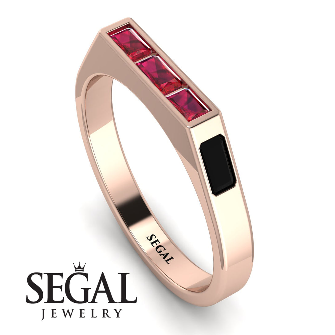 Emerald Cut Thin Ruby Signature Ring - Sara No. 41