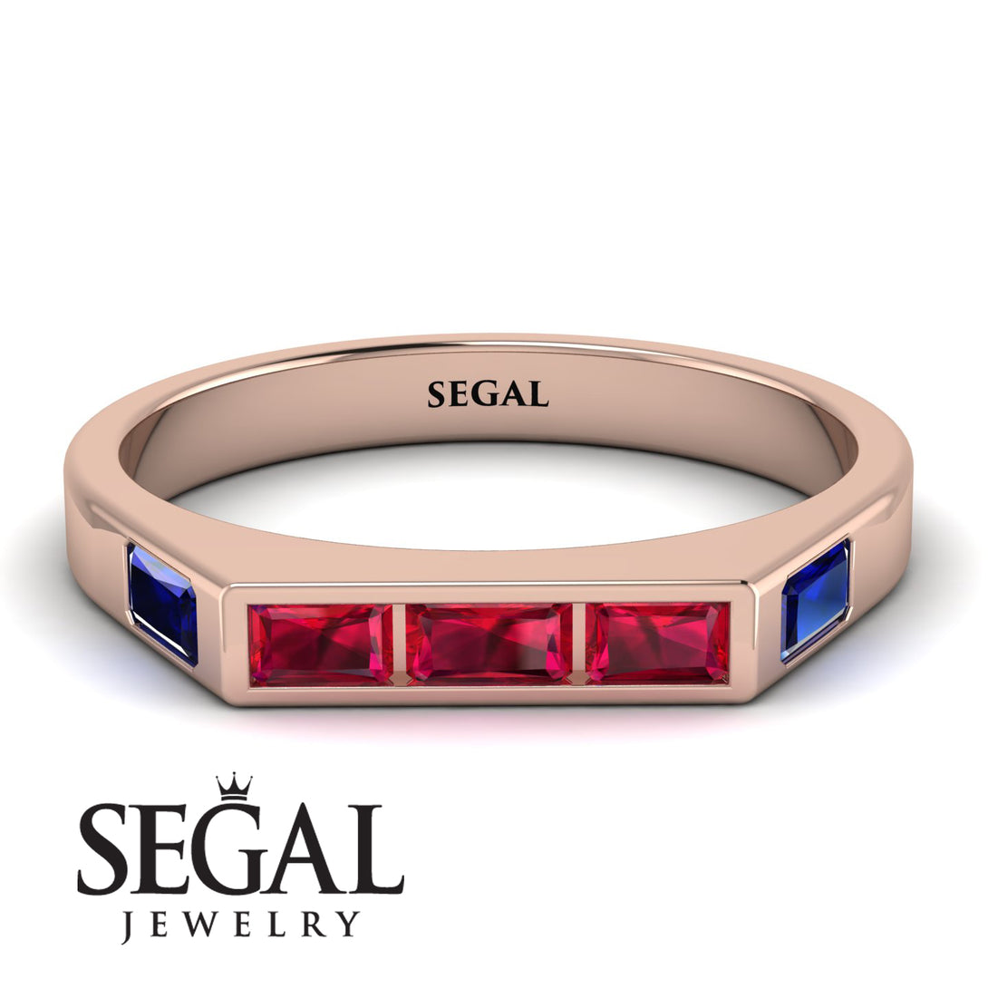 Emerald Cut Thin Ruby Signature Ring - Sara No. 71
