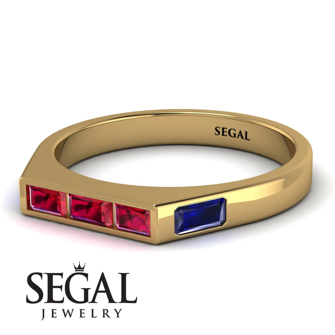 Emerald Cut Thin Ruby Signature Ring - Sara No. 70