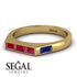 Emerald Cut Thin Ruby Signature Ring - Sara No. 70