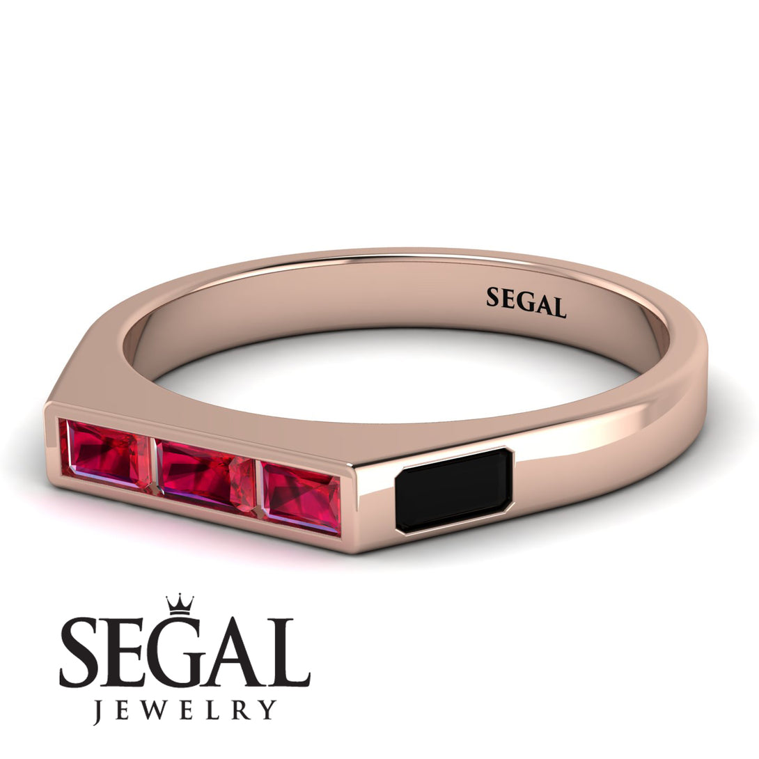 Emerald Cut Thin Ruby Signature Ring - Sara No. 41
