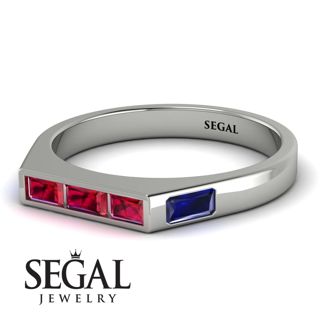 Emerald Cut Thin Ruby Signature Ring - Sara No. 72