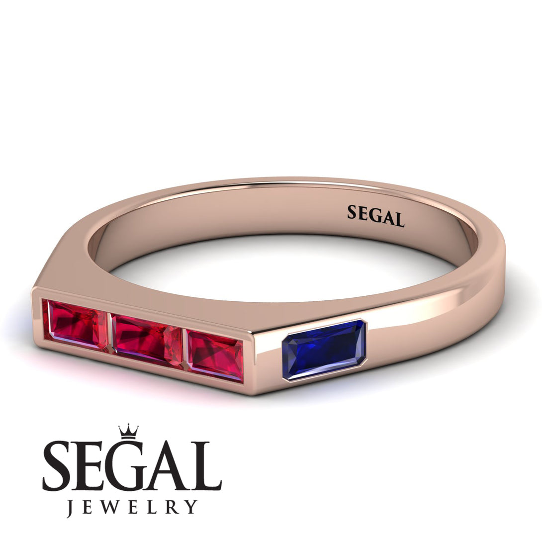 Emerald Cut Thin Ruby Signature Ring - Sara No. 71