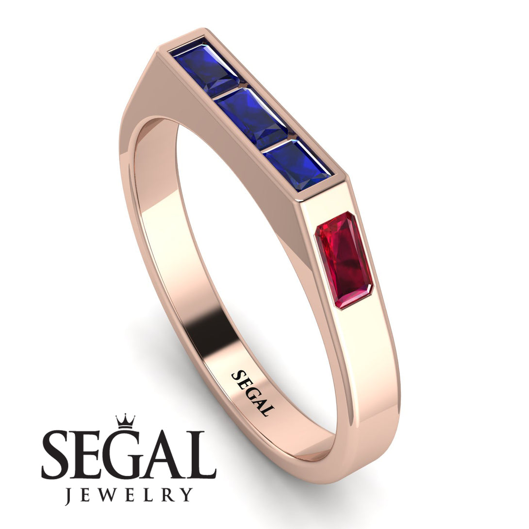 Emerald Cut Thin Sapphire Signature Ring - Sara No. 59