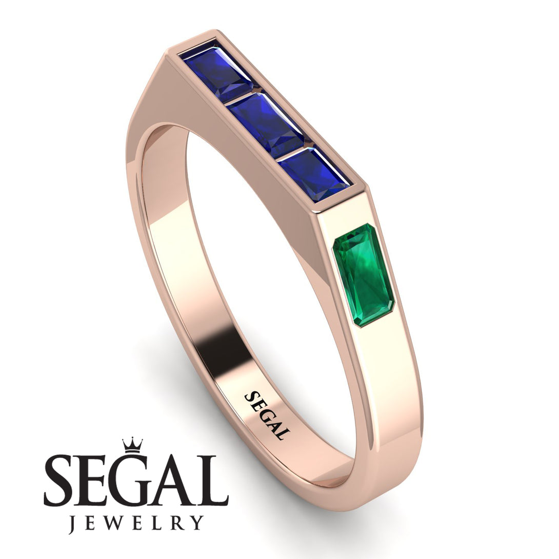 Emerald Cut Thin Sapphire Signature Ring - Sara No. 29