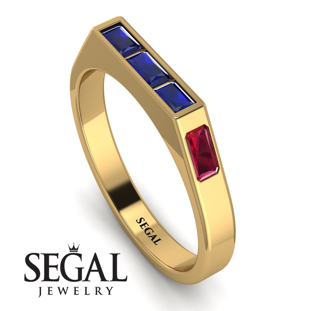 Emerald Cut Thin Sapphire Signature Ring - Sara No. 58