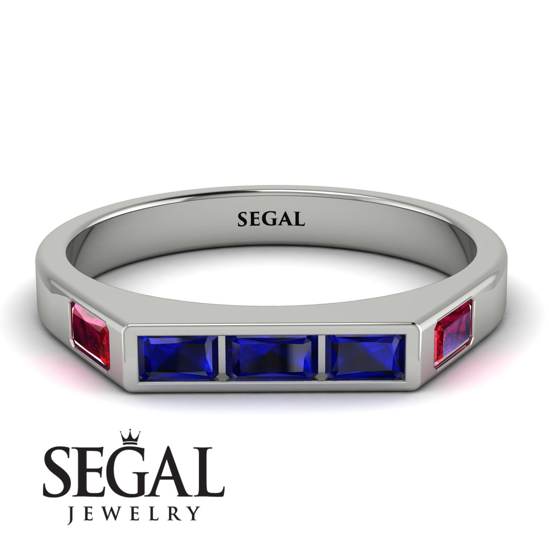 Emerald Cut Thin Sapphire Signature Ring - Sara No. 60