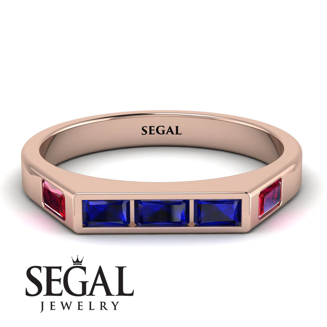 Emerald Cut Thin Sapphire Signature Ring - Sara No. 59