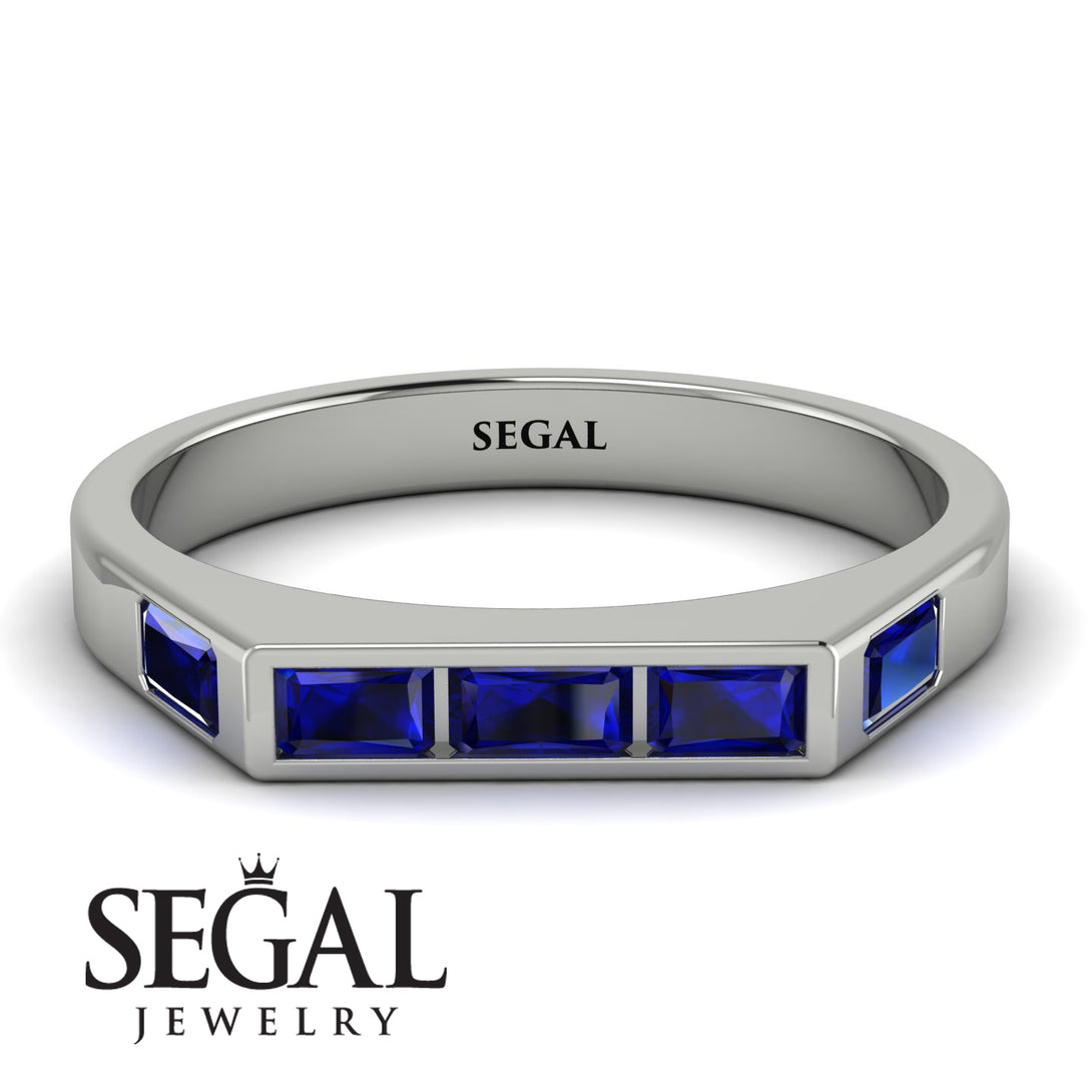 Emerald Cut Thin Sapphire Signature Ring - Sara No. 75