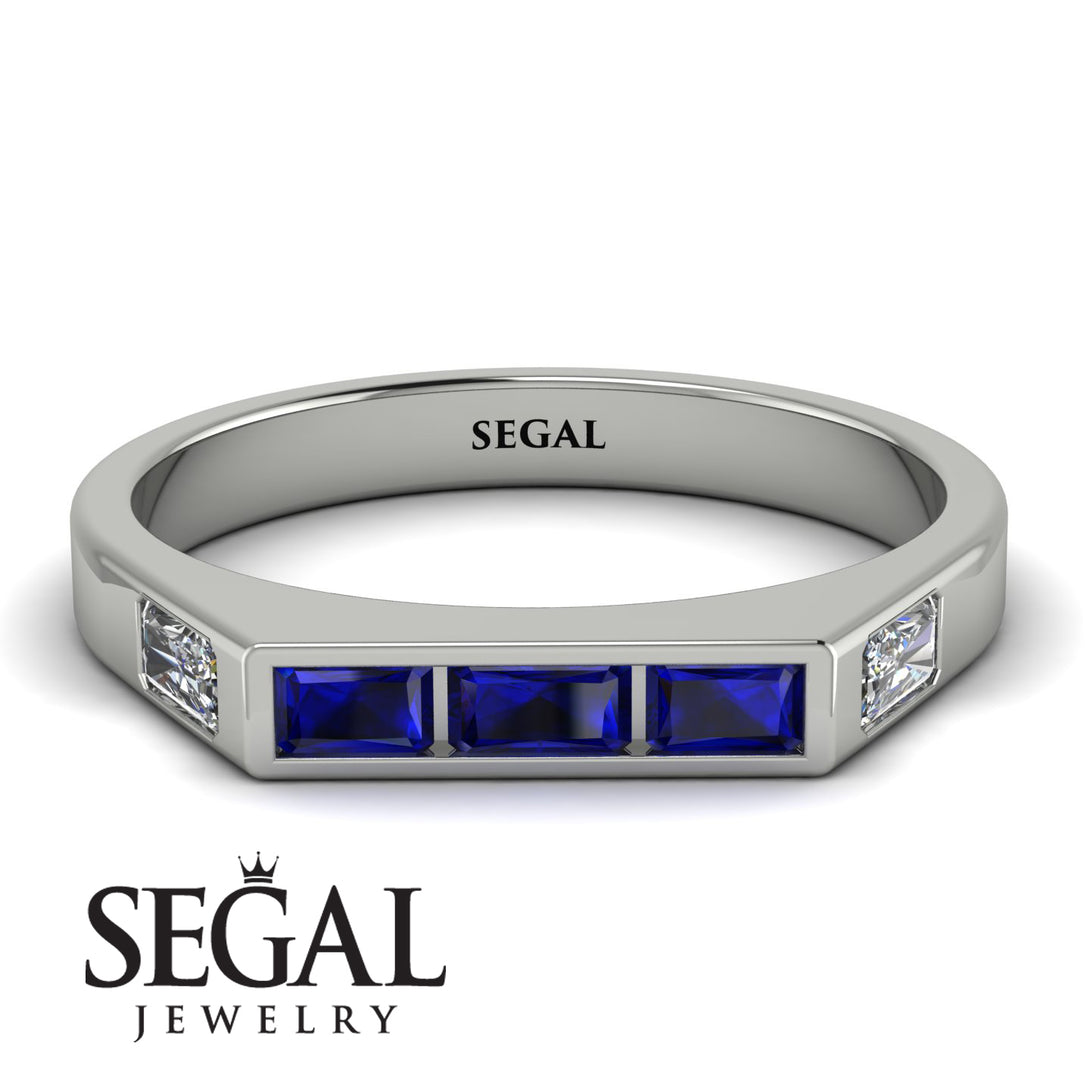 Emerald Cut Thin Sapphire Signature Ring - Sara No. 15
