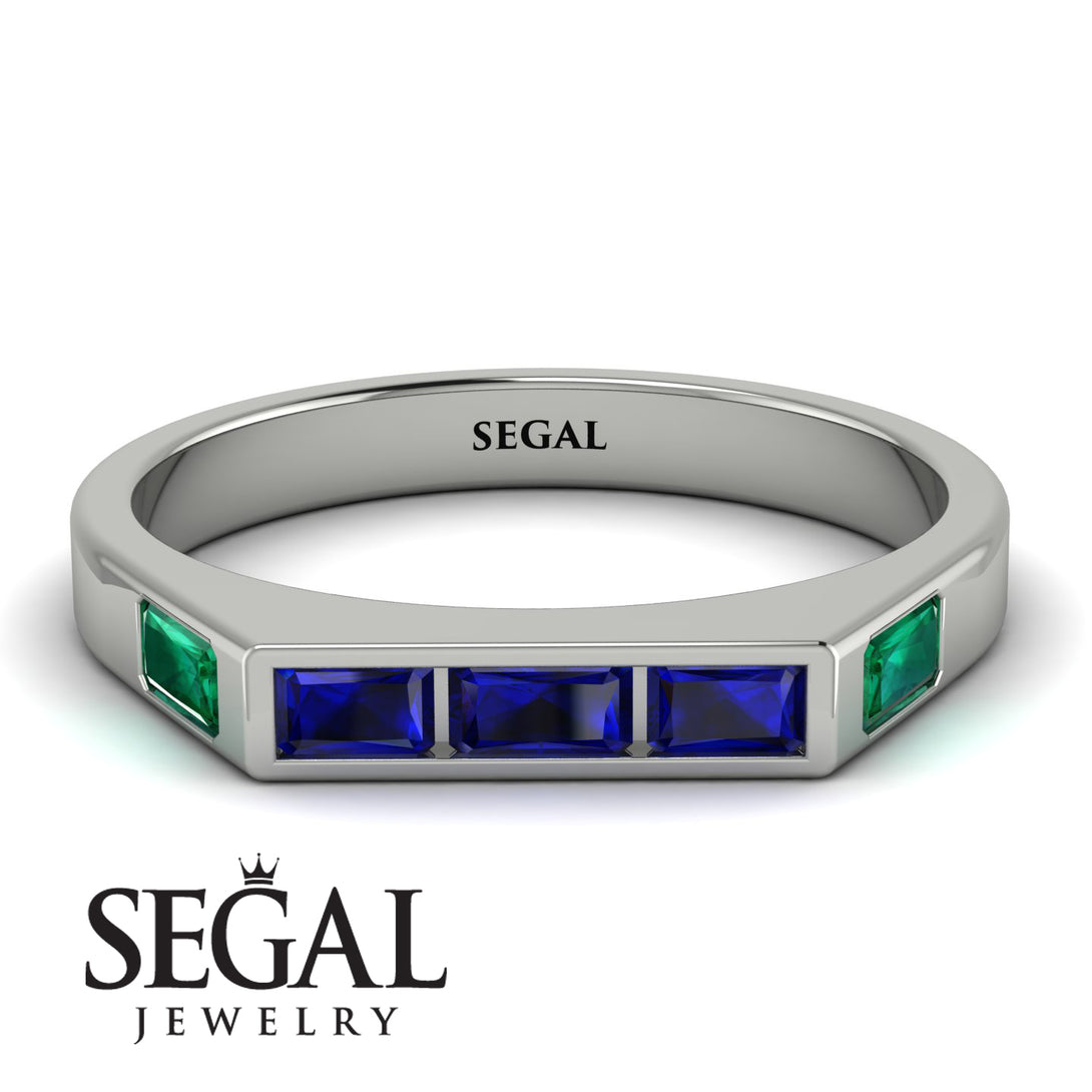 Emerald Cut Thin Sapphire Signature Ring - Sara No. 30