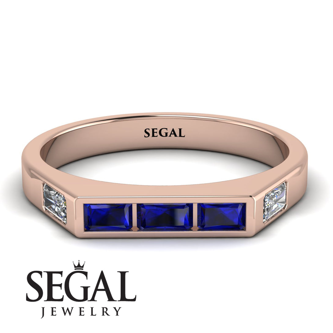 Emerald Cut Thin Sapphire Signature Ring - Sara No. 14