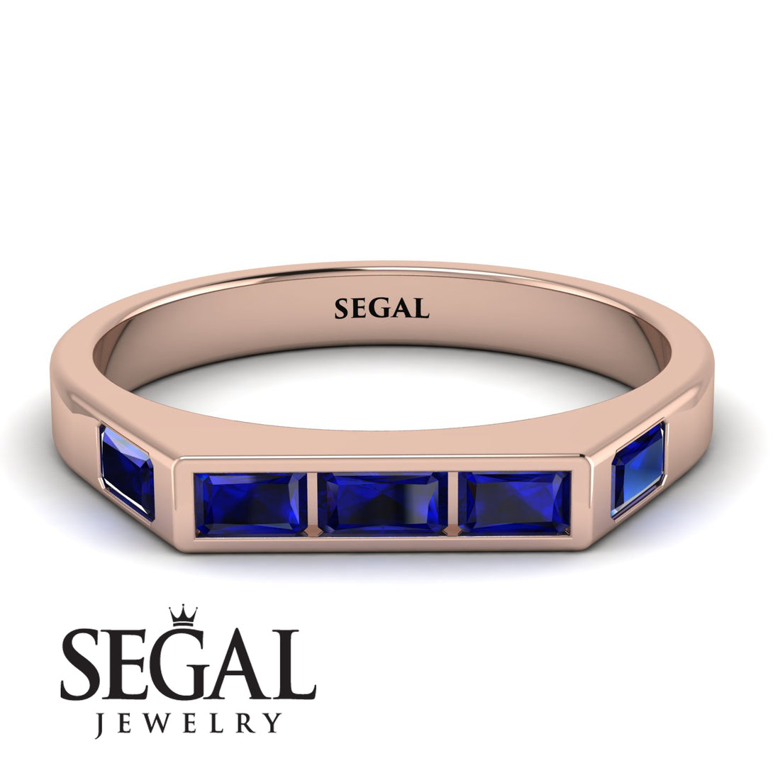Emerald Cut Thin Sapphire Signature Ring - Sara No. 74