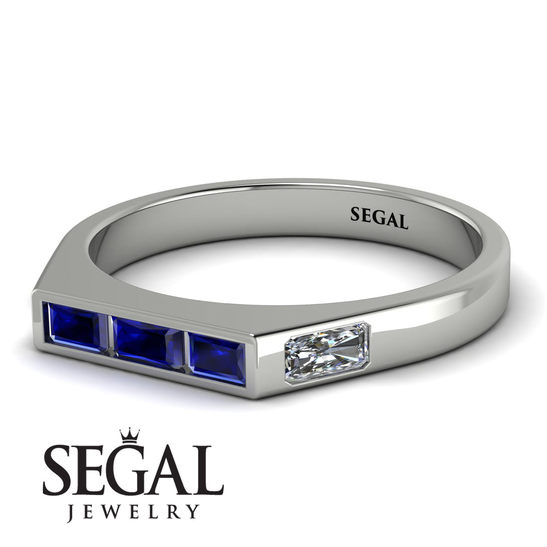 Emerald Cut Thin Sapphire Signature Ring - Sara No. 15