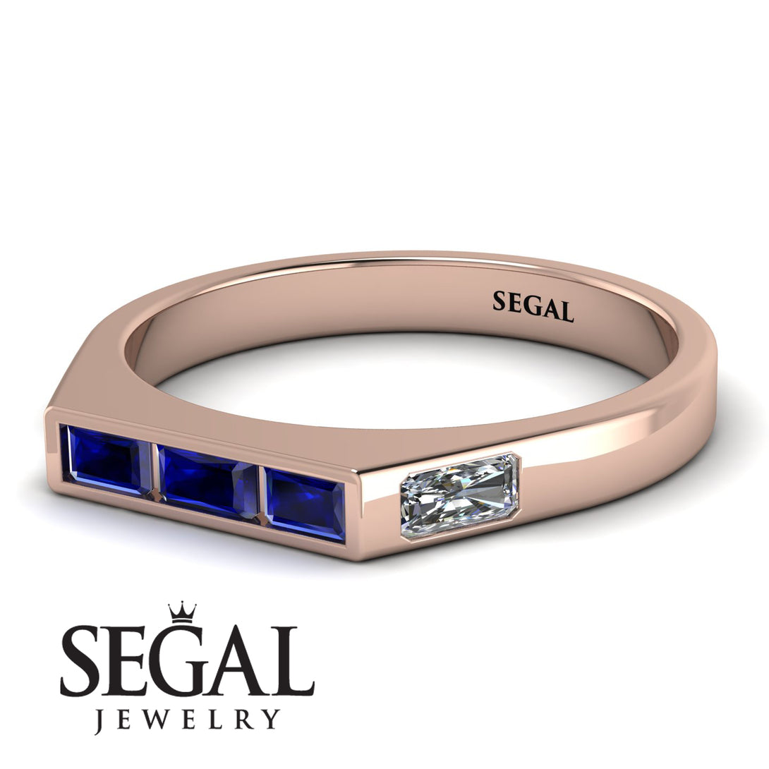 Emerald Cut Thin Sapphire Signature Ring - Sara No. 14