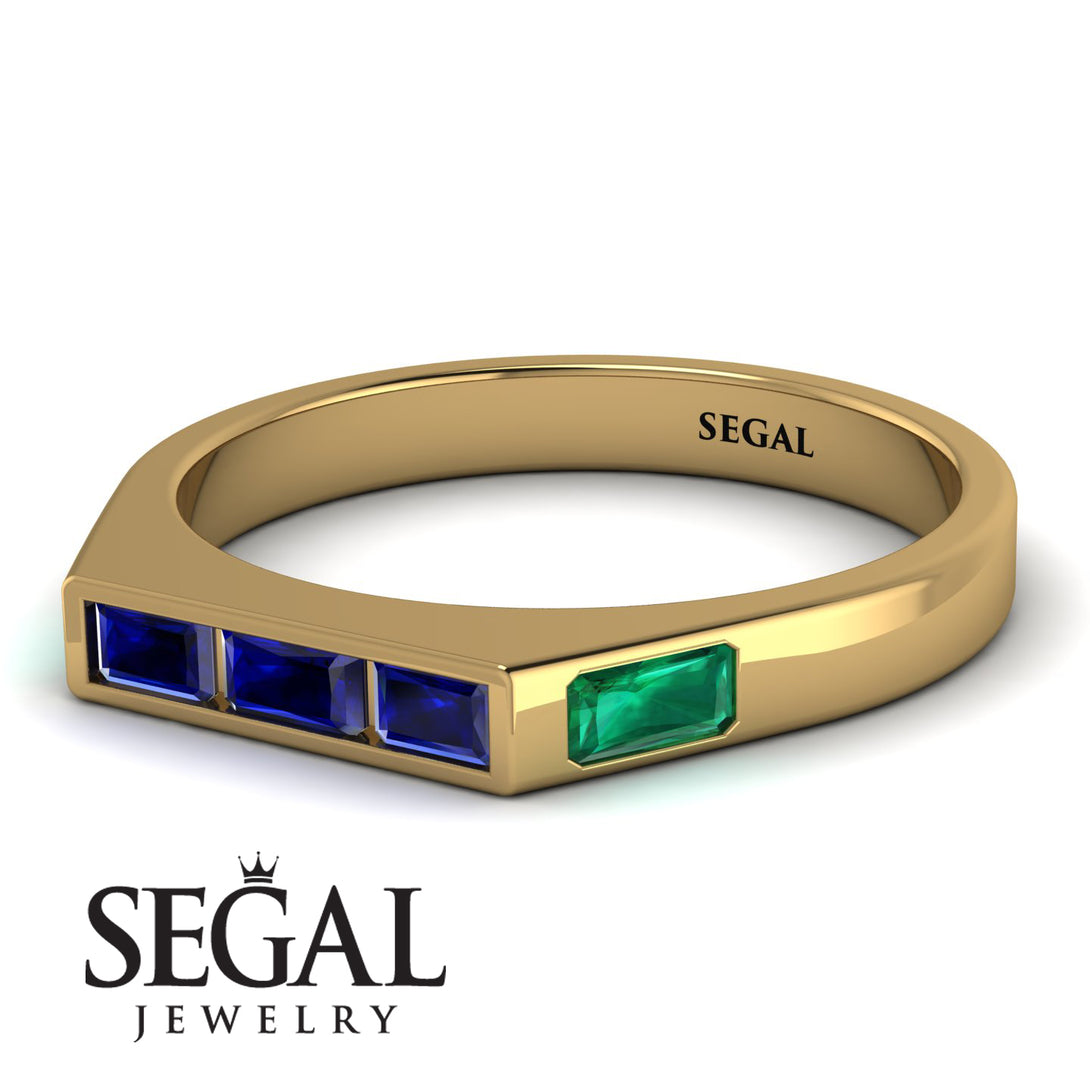 Emerald Cut Thin Sapphire Signature Ring - Sara No. 28