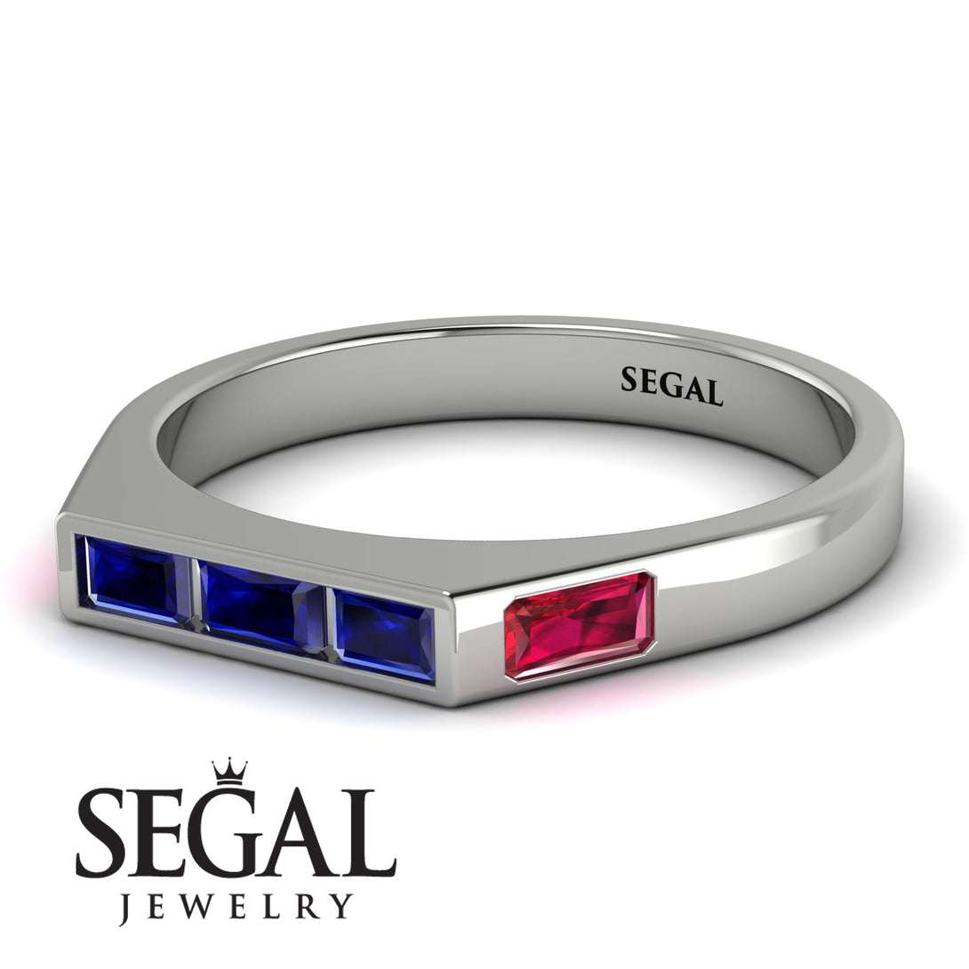 Emerald Cut Thin Sapphire Signature Ring - Sara No. 60