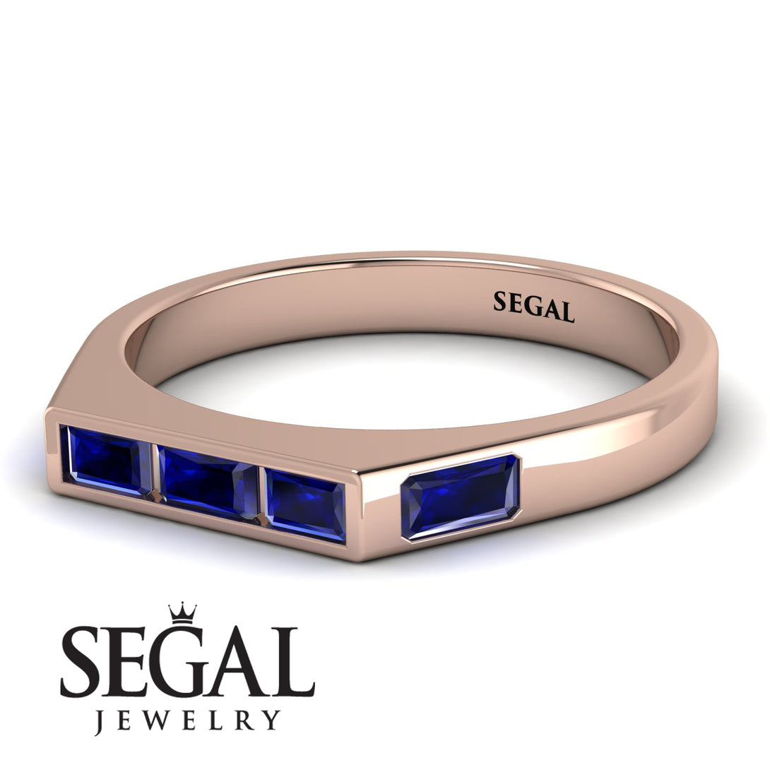 Emerald Cut Thin Sapphire Signature Ring - Sara No. 74