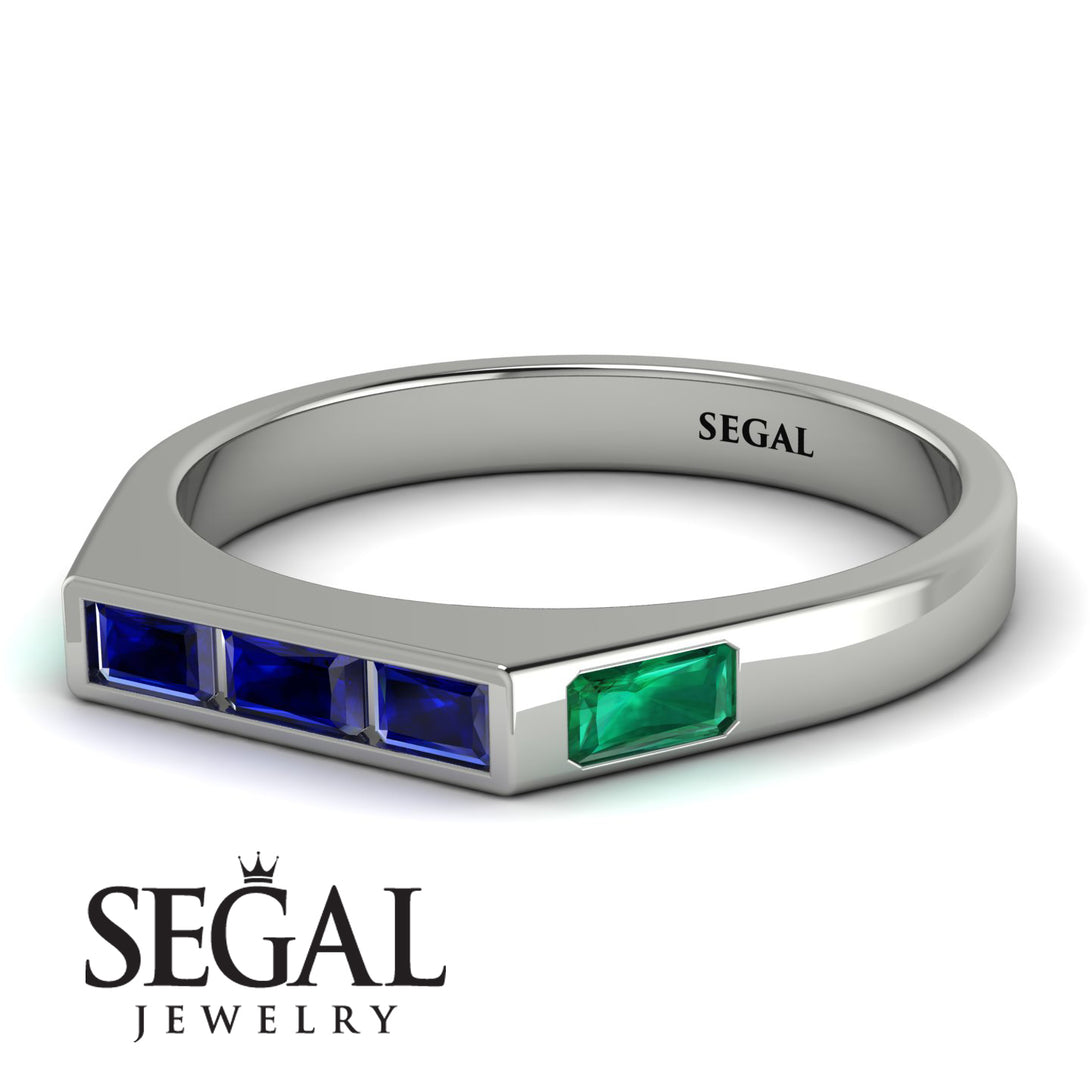 Emerald Cut Thin Sapphire Signature Ring - Sara No. 30