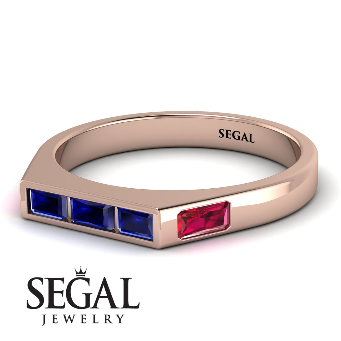 Emerald Cut Thin Sapphire Signature Ring - Sara No. 59