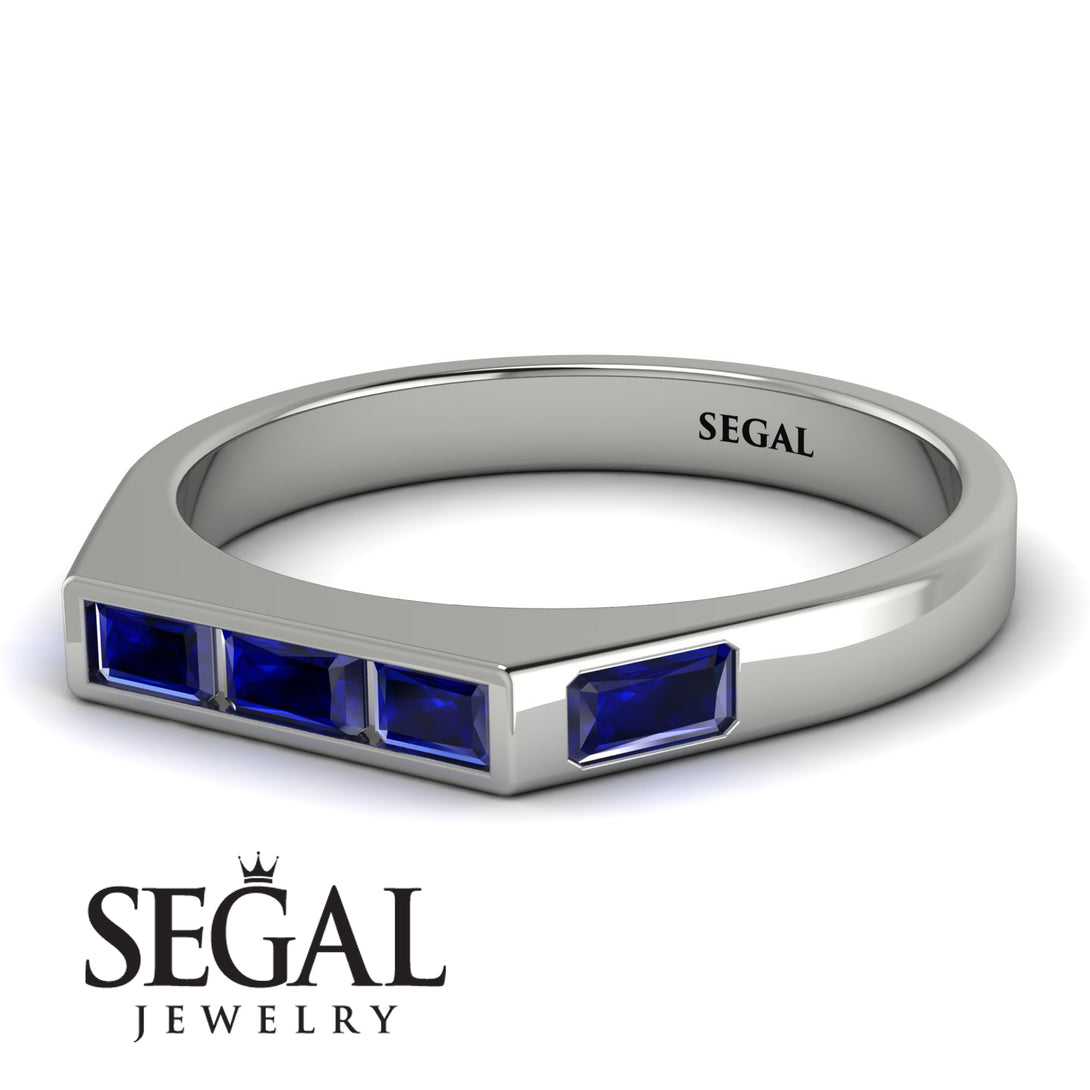 Emerald Cut Thin Sapphire Signature Ring - Sara No. 75