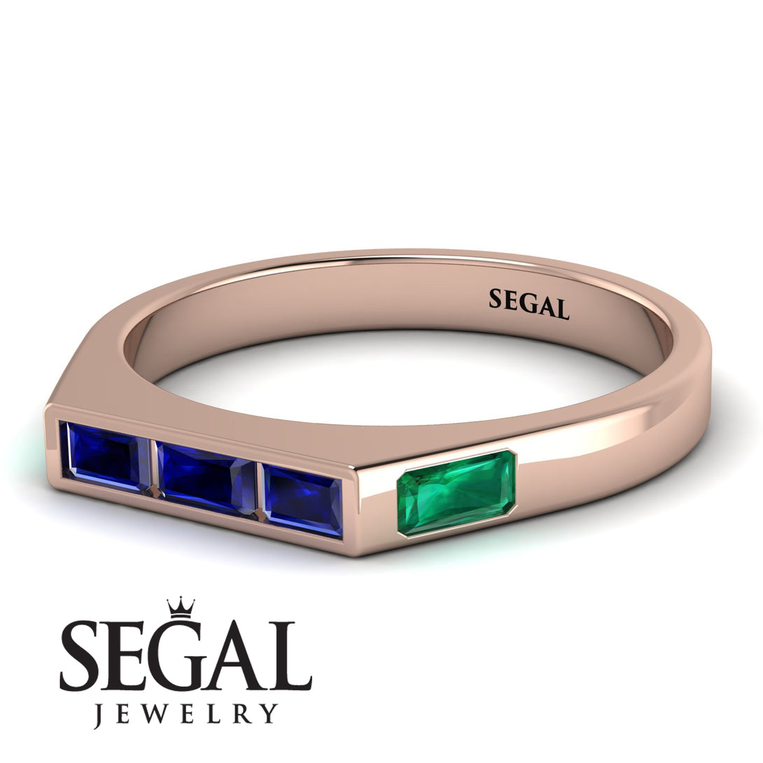 Emerald Cut Thin Sapphire Signature Ring - Sara No. 29