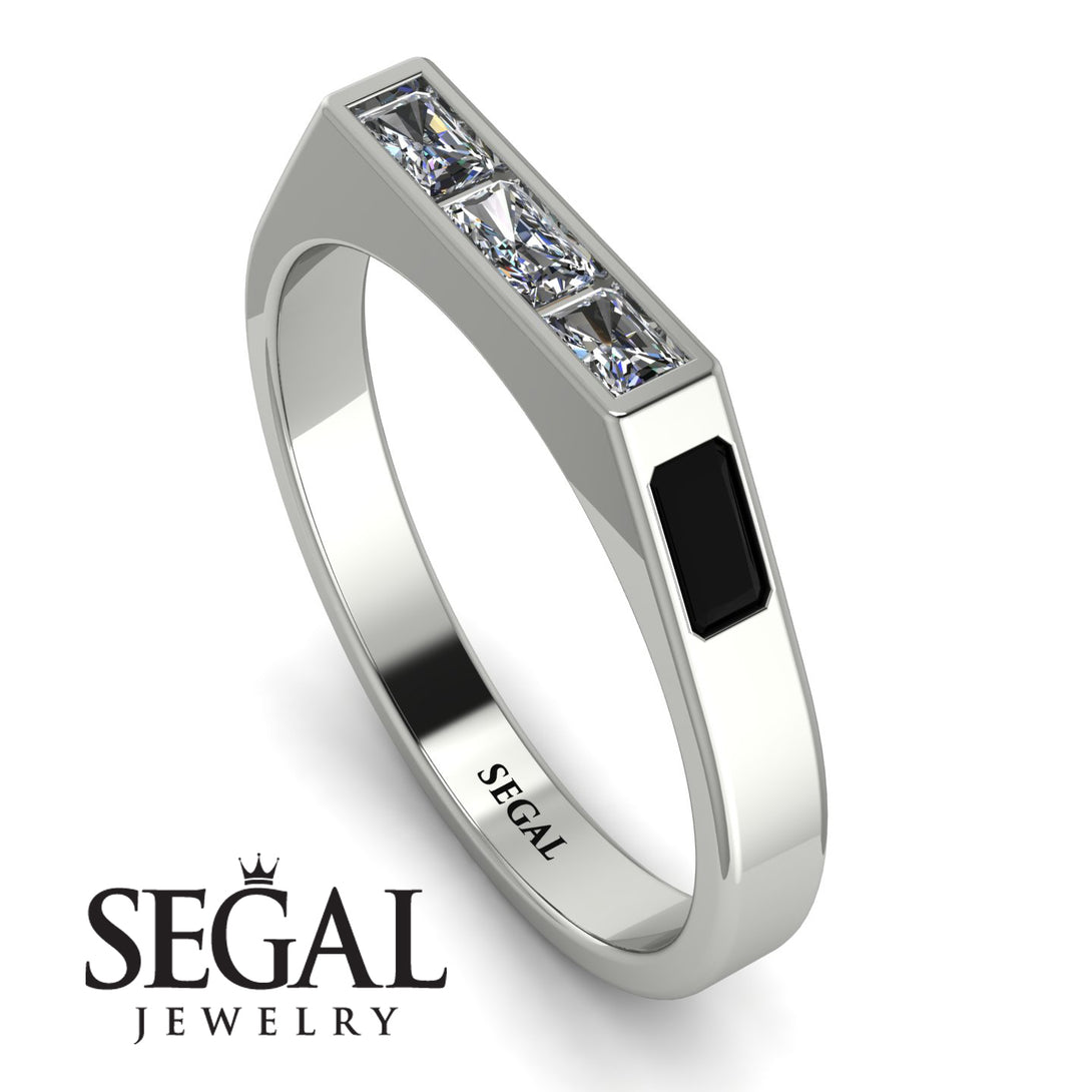 Emerald Cut Thin Diamond Signature Ring - Sara No. 33