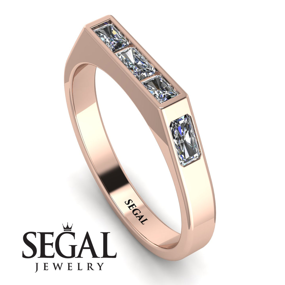 Emerald Cut Thin Diamond Signature Ring - Sara No. 2