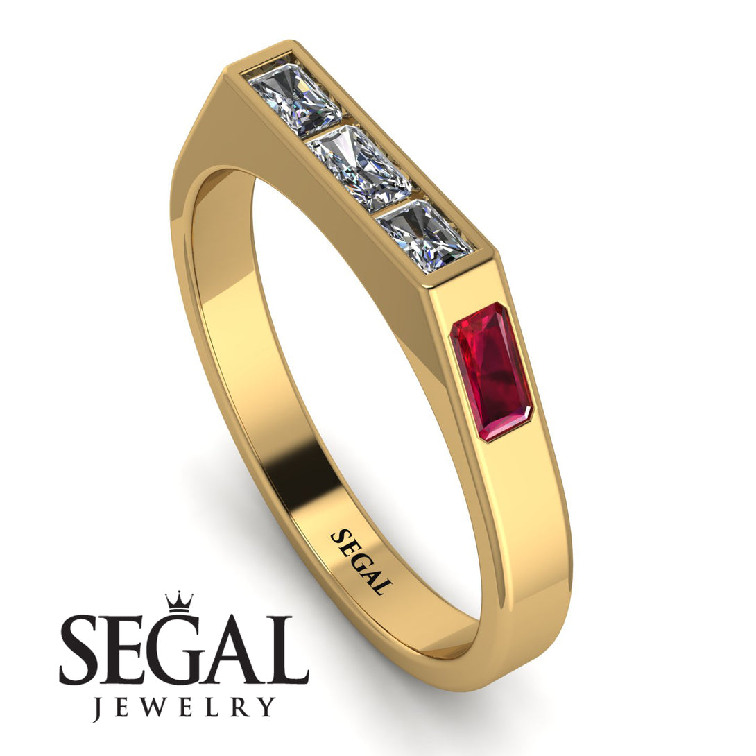 Emerald Cut Thin Diamond Signature Ring - Sara No. 46