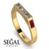 Emerald Cut Thin Diamond Signature Ring - Sara No. 46