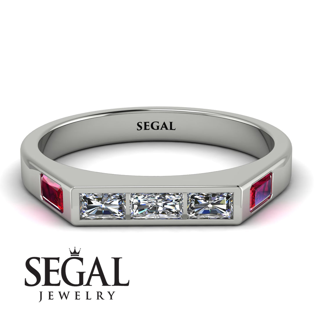 Emerald Cut Thin Diamond Signature Ring - Sara No. 48