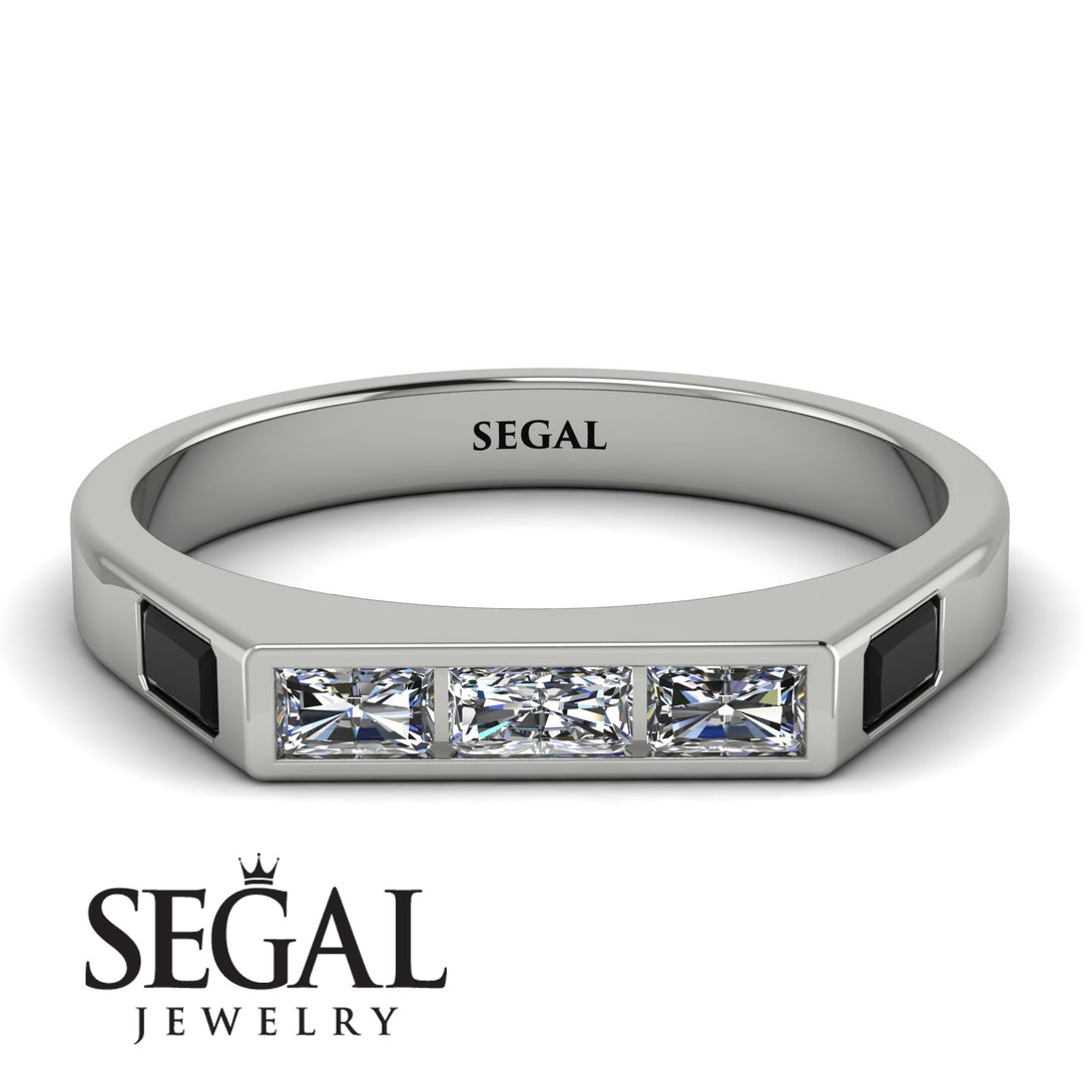 Emerald Cut Thin Diamond Signature Ring - Sara No. 33