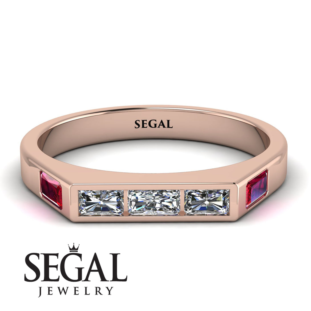 Emerald Cut Thin Diamond Signature Ring - Sara No. 47