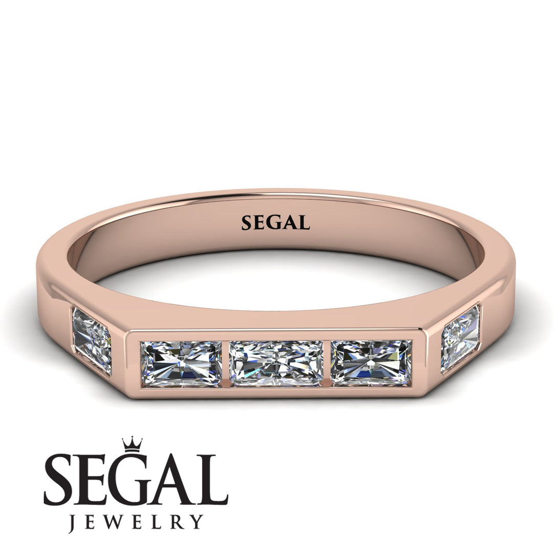 Emerald Cut Thin Diamond Signature Ring - Sara No. 2