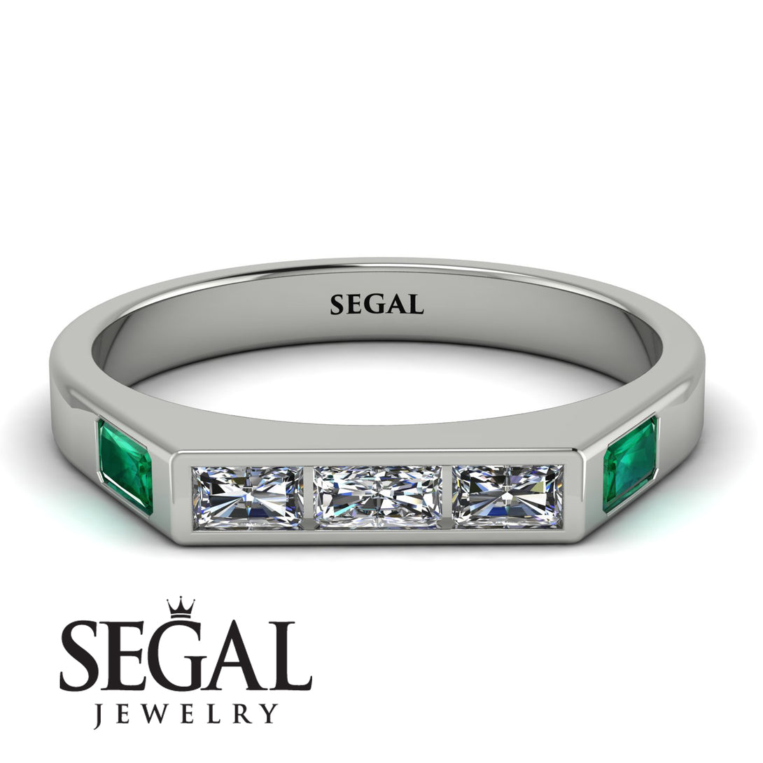 Emerald Cut Thin Diamond Signature Ring - Sara No. 18