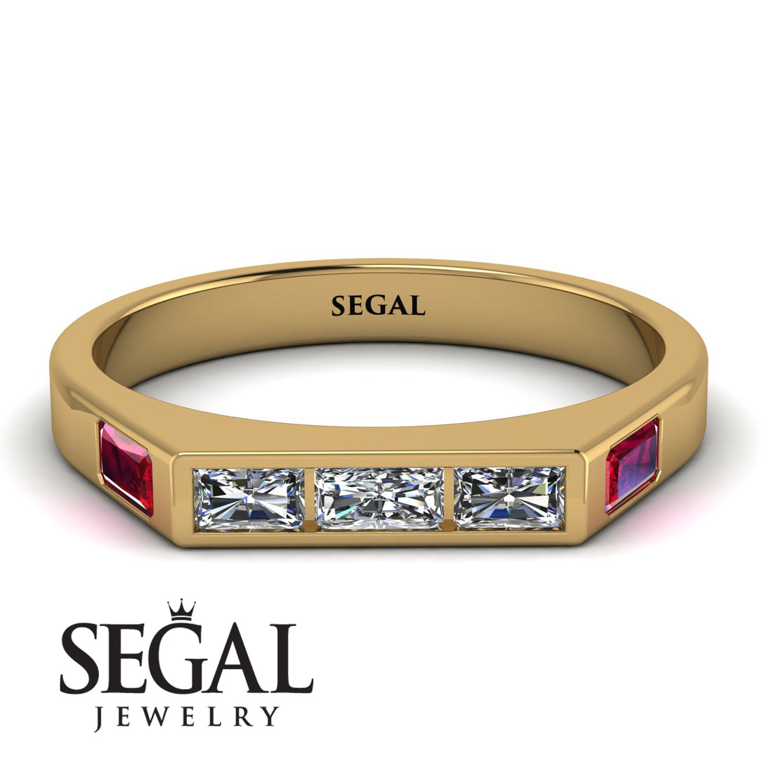 Emerald Cut Thin Diamond Signature Ring - Sara No. 46