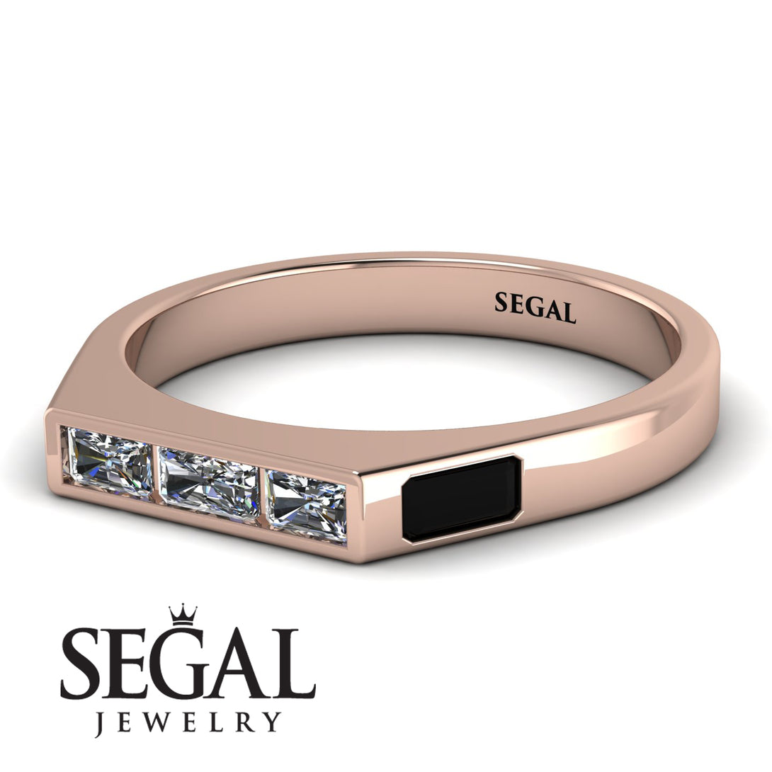 Emerald Cut Thin Diamond Signature Ring - Sara No. 32