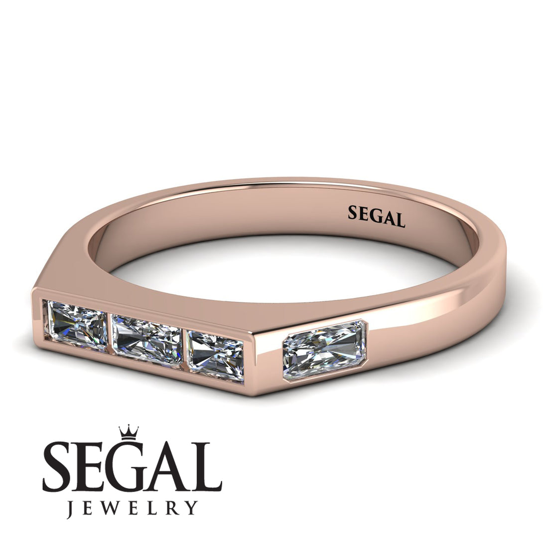 Emerald Cut Thin Diamond Signature Ring - Sara No. 2