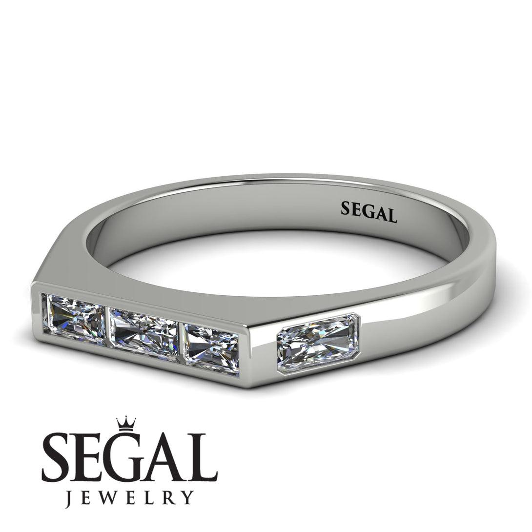 Emerald Cut Thin Diamond Signature Ring - Sara No. 3