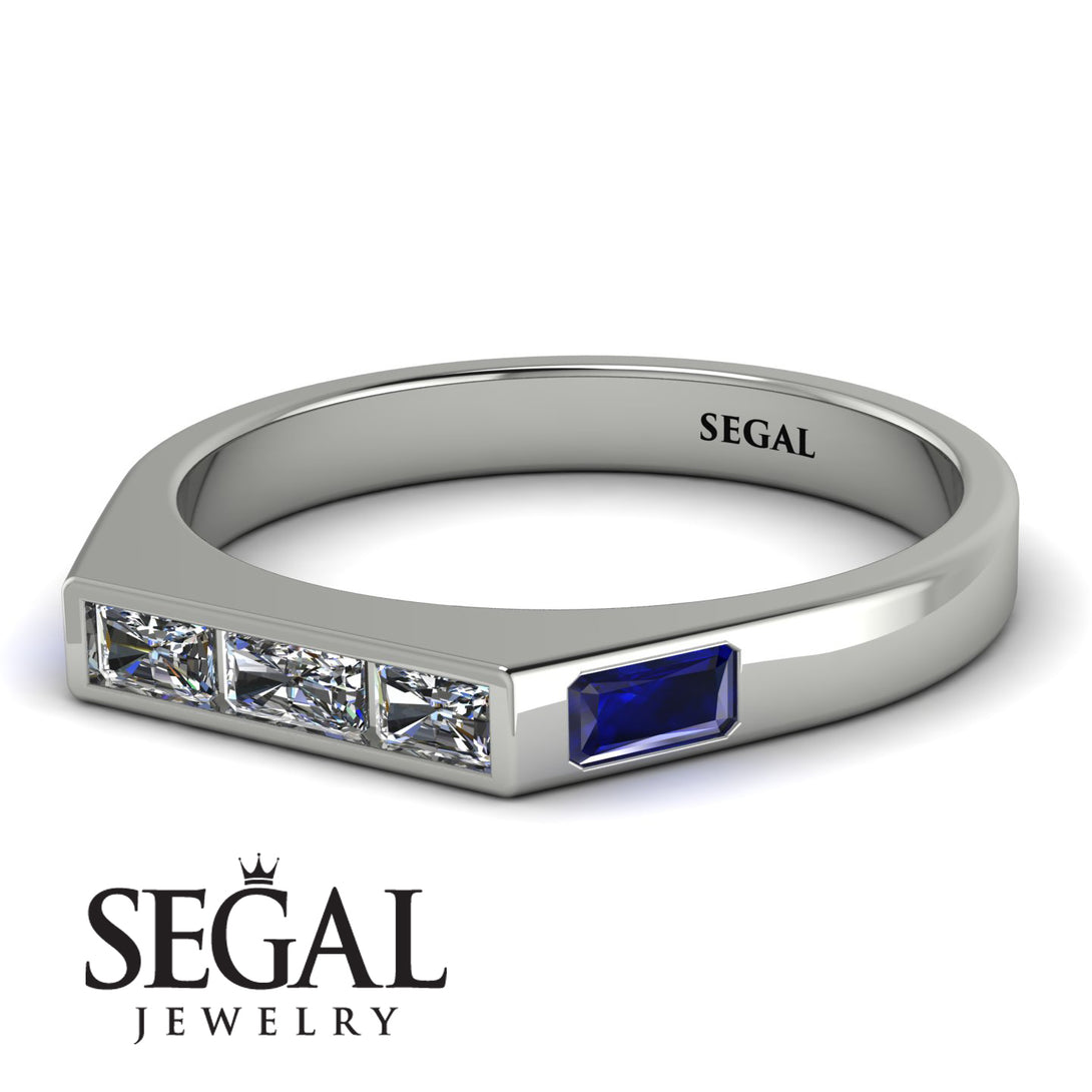 Emerald Cut Thin Diamond Signature Ring - Sara No. 63