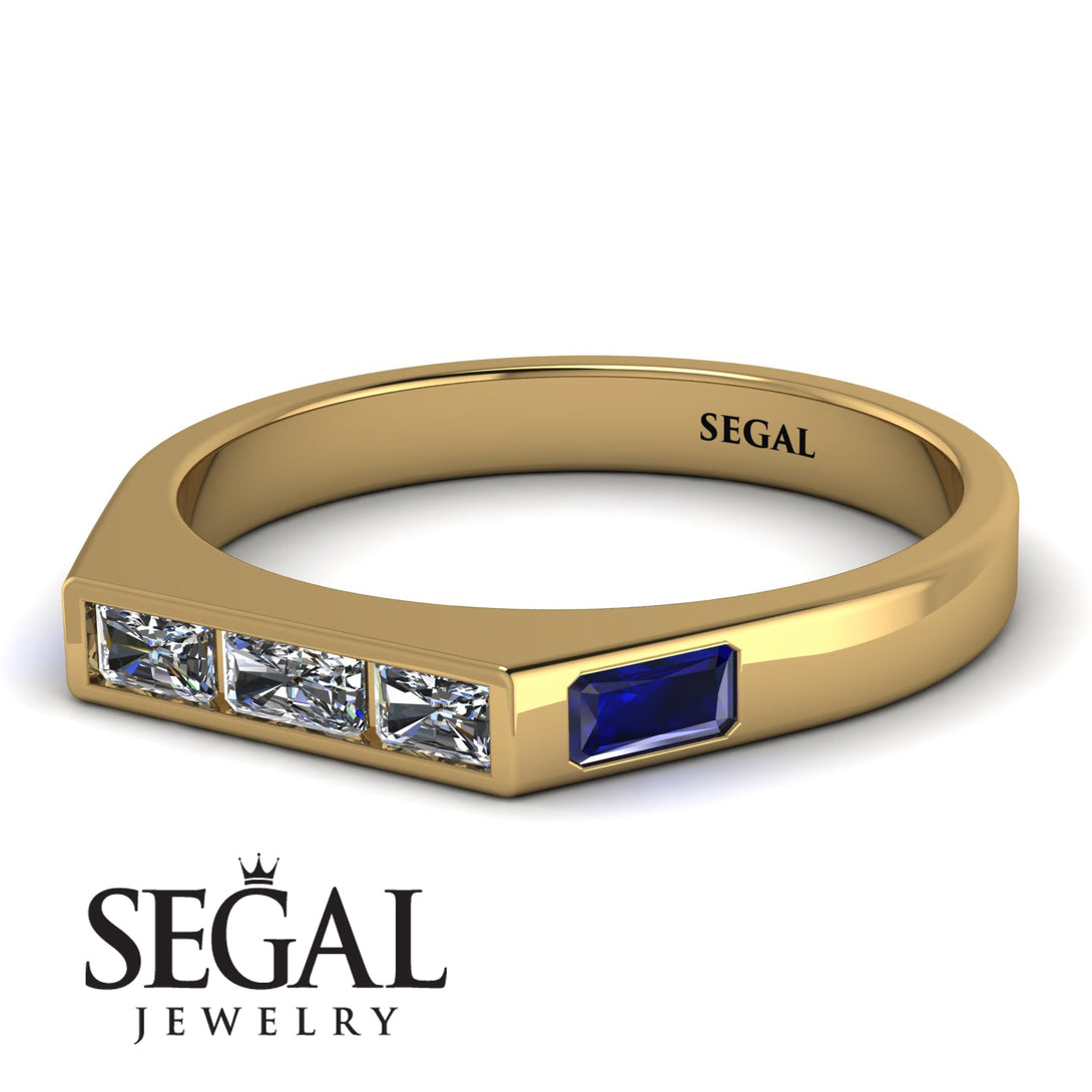 Emerald Cut Thin Diamond Signature Ring - Sara No. 61