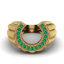 Emerald Men Horseshoe Luck Ring - Gerald No. 4 image 1