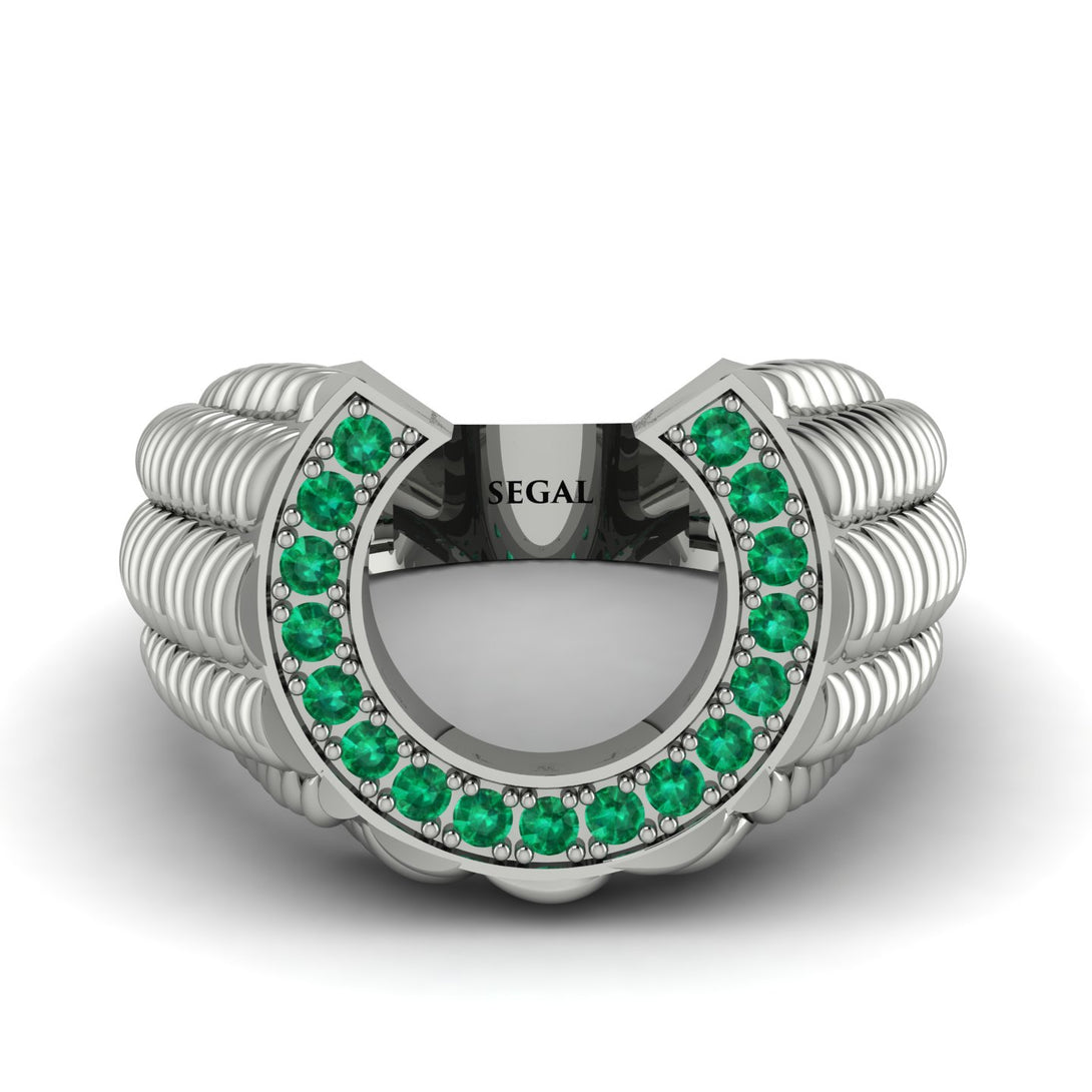 Emerald Men Horseshoe Luck Ring - Gerald No. 6