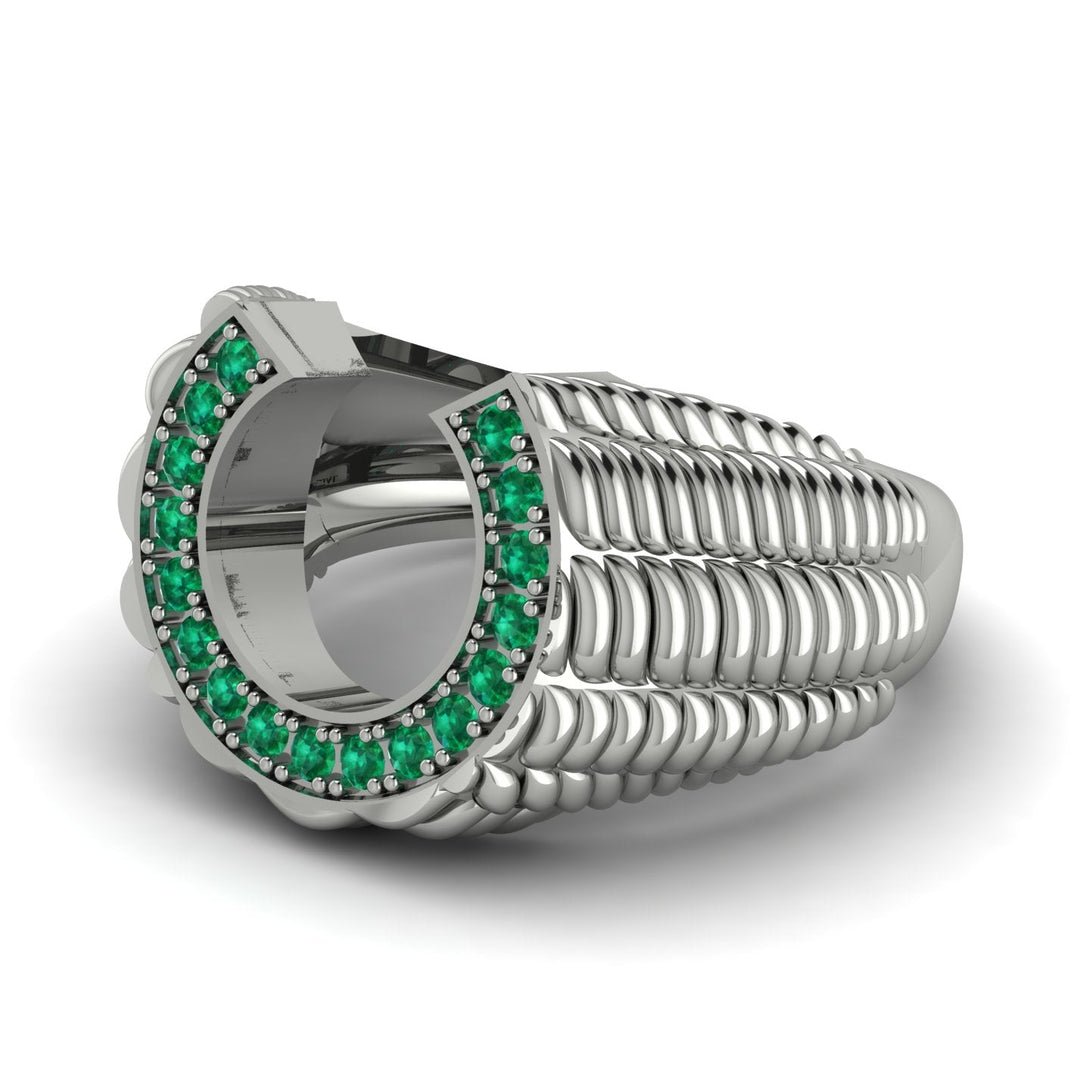 Emerald Men Horseshoe Luck Ring - Gerald No. 6
